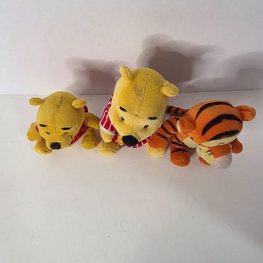 Disney Winnie the Pooh Tigger Plush Lot 3 Two Rattles Pajama Pooh Vintage